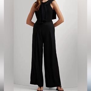 Ralph Lauren Black Pleated Wide Leg High Waisted Pants Size 10